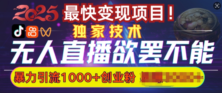 欲罢不能的无人直播引流，超暴力日引流1000+高质量精准创业粉-第二象限