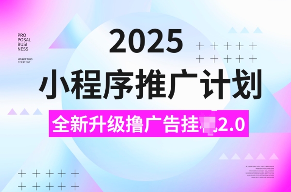2025小程序推广计划，撸广告挂JI3.0玩法，日均5张【揭秘】-第二象限