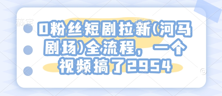 0粉丝短剧拉新(河马剧场)全流程，一个视频搞了2954-第二象限