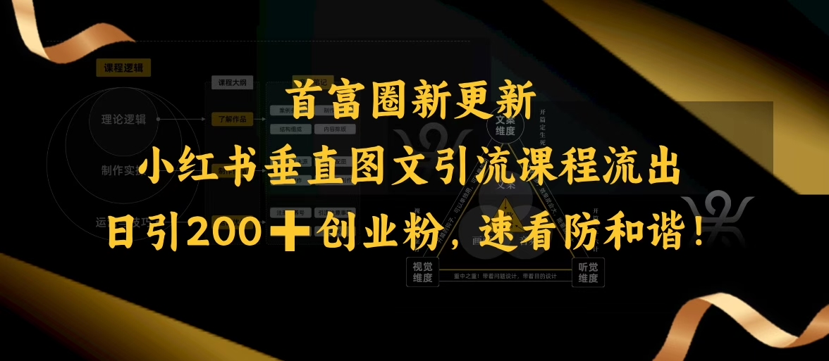 小红书垂直图文引流课程流出，日引200+创业粉，速看防和谐-第二象限